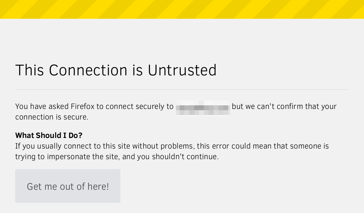 Screenshot: This Connection is Untrusted